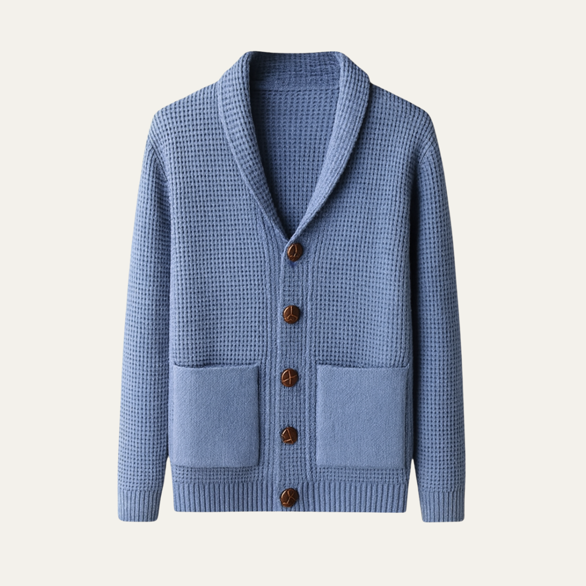 Bram | Men's Shawl Collar Cardigan Light Blue Knit Button Up