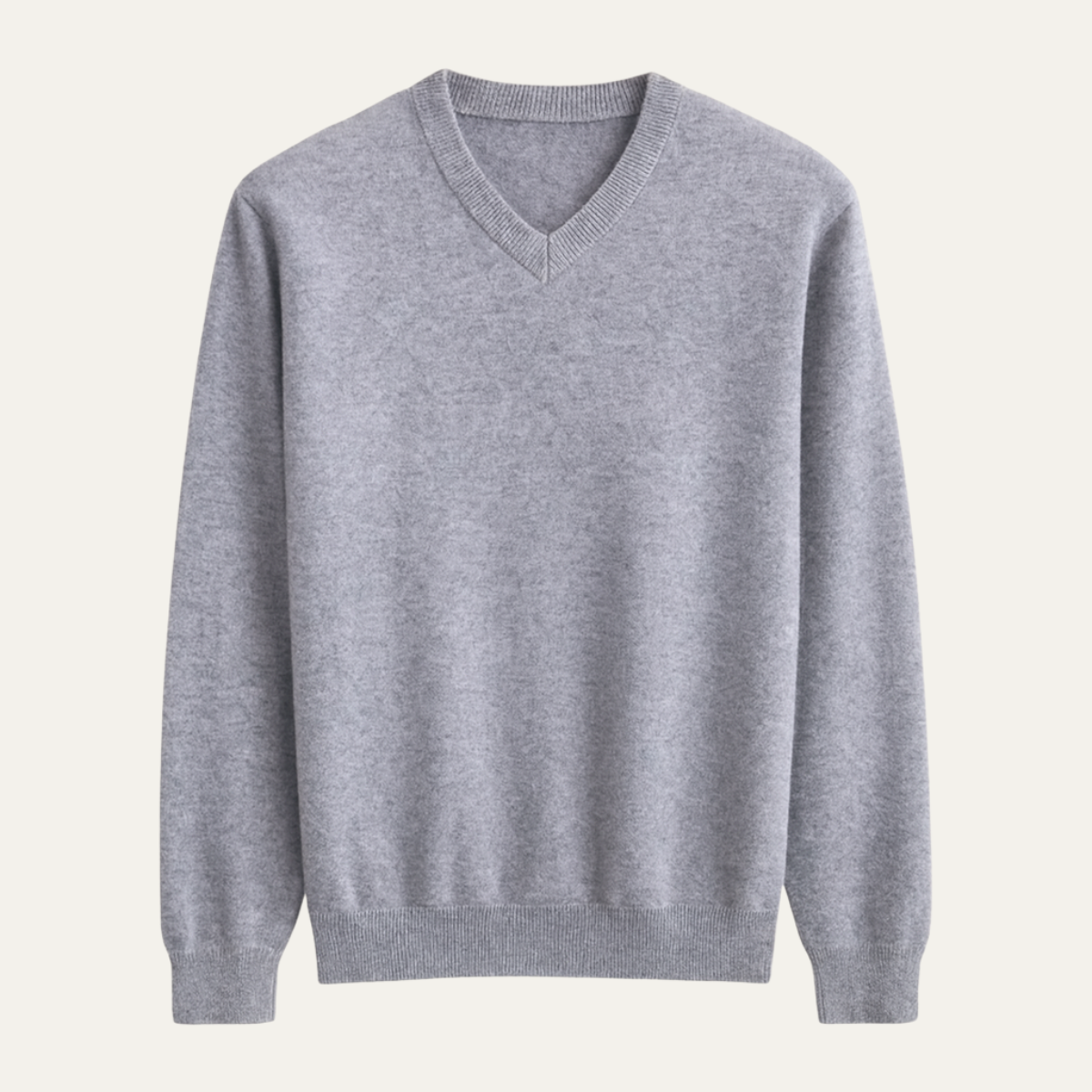 Beau | Men's V Neck Sweater Gray Crew Neck Long Sleeve