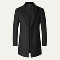 Dama Washington Axel men's wool long coat black quilted lining - front view