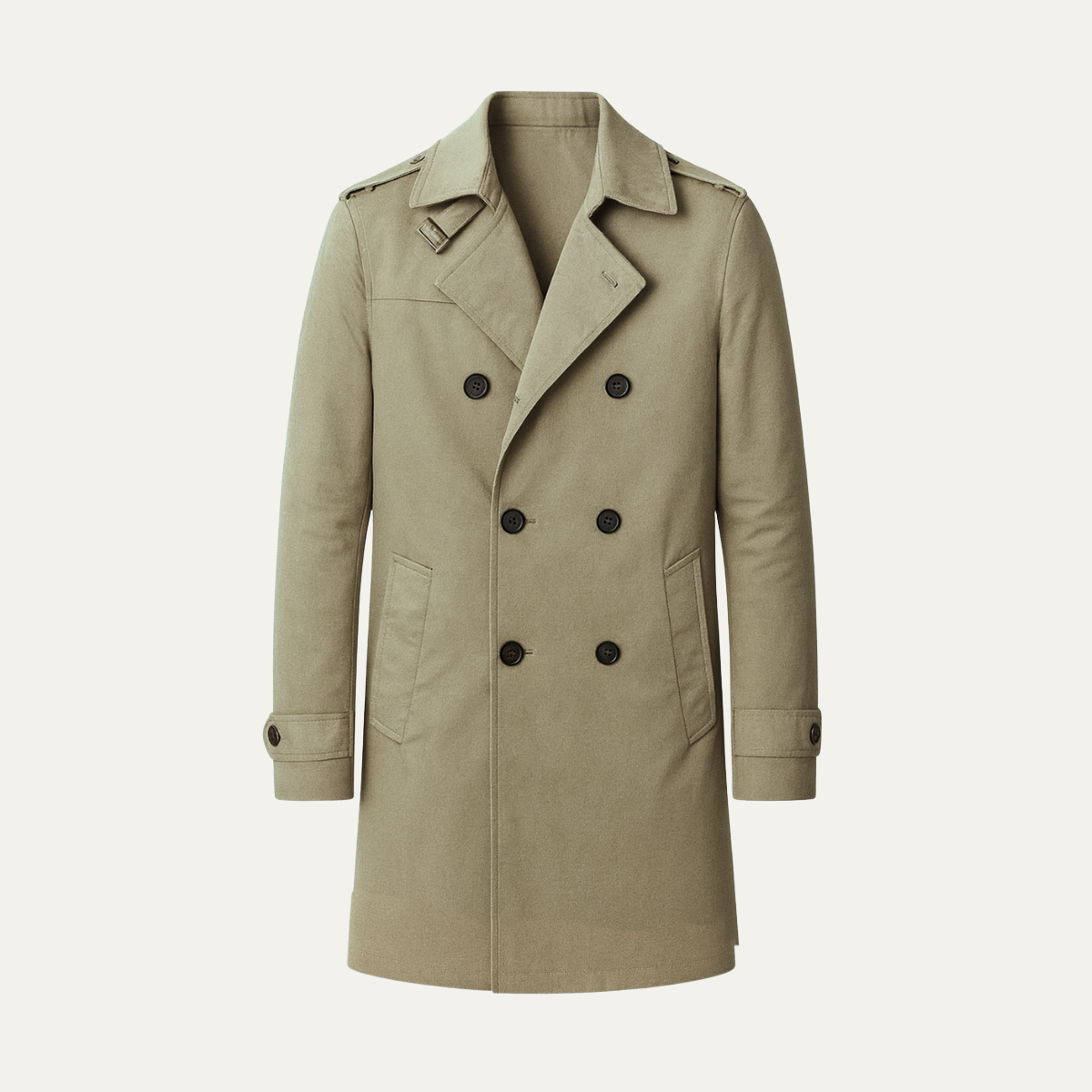 Voss | Men's Trench Coat Beige Single Breasted Notched Collar