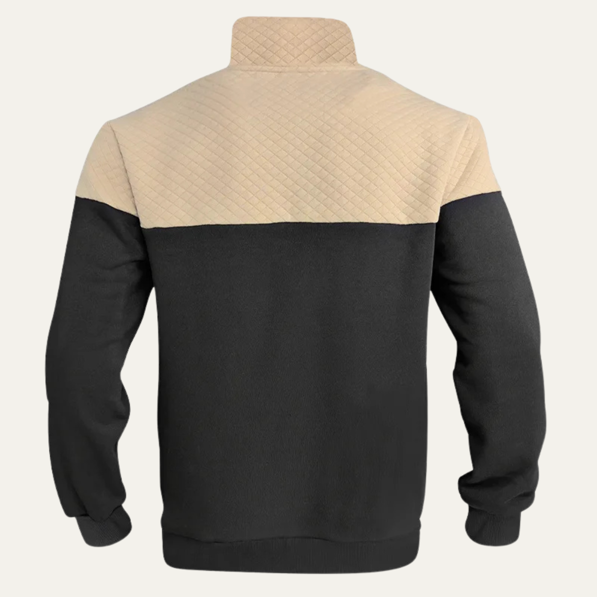 Max | Men's Quilted Half Zip Sweatshirt Cream Black Colorblock