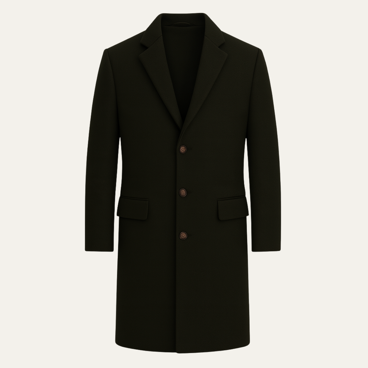 Blake | Men's Smart Single Breasted Wool Overcoat Black