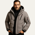 Dama Washington Kai men's puffer jacket hooded gray quilted winter warm - front view