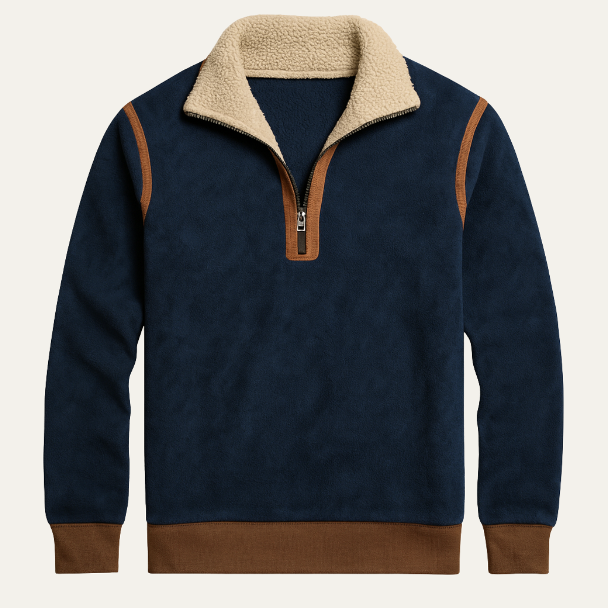 Axel | Men's Quarter Zip Sweater Navy Sherpa Lined