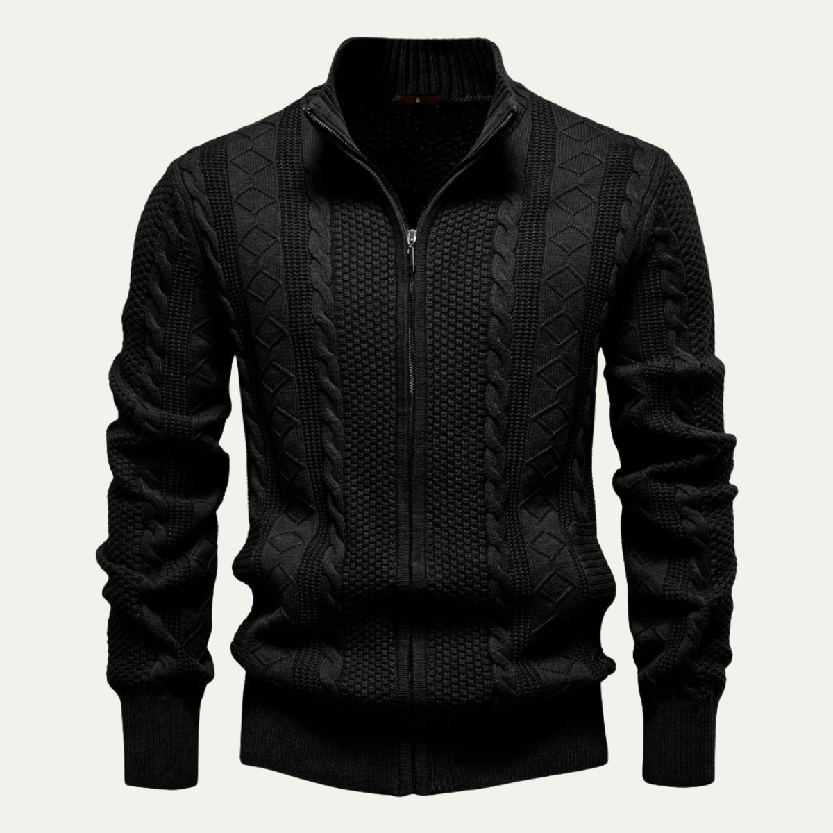 Axel | Men's Cable Knit Zip Cardigan Gray
