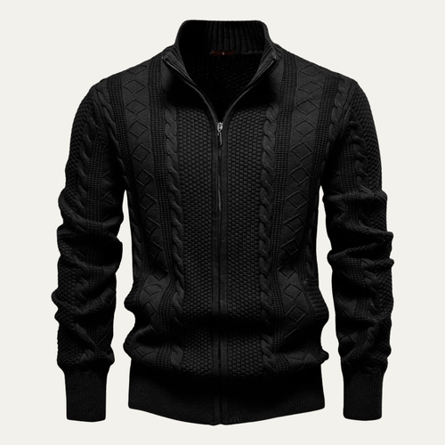 Dama Washington Axel men's cable knit zip cardigan gray - view 2