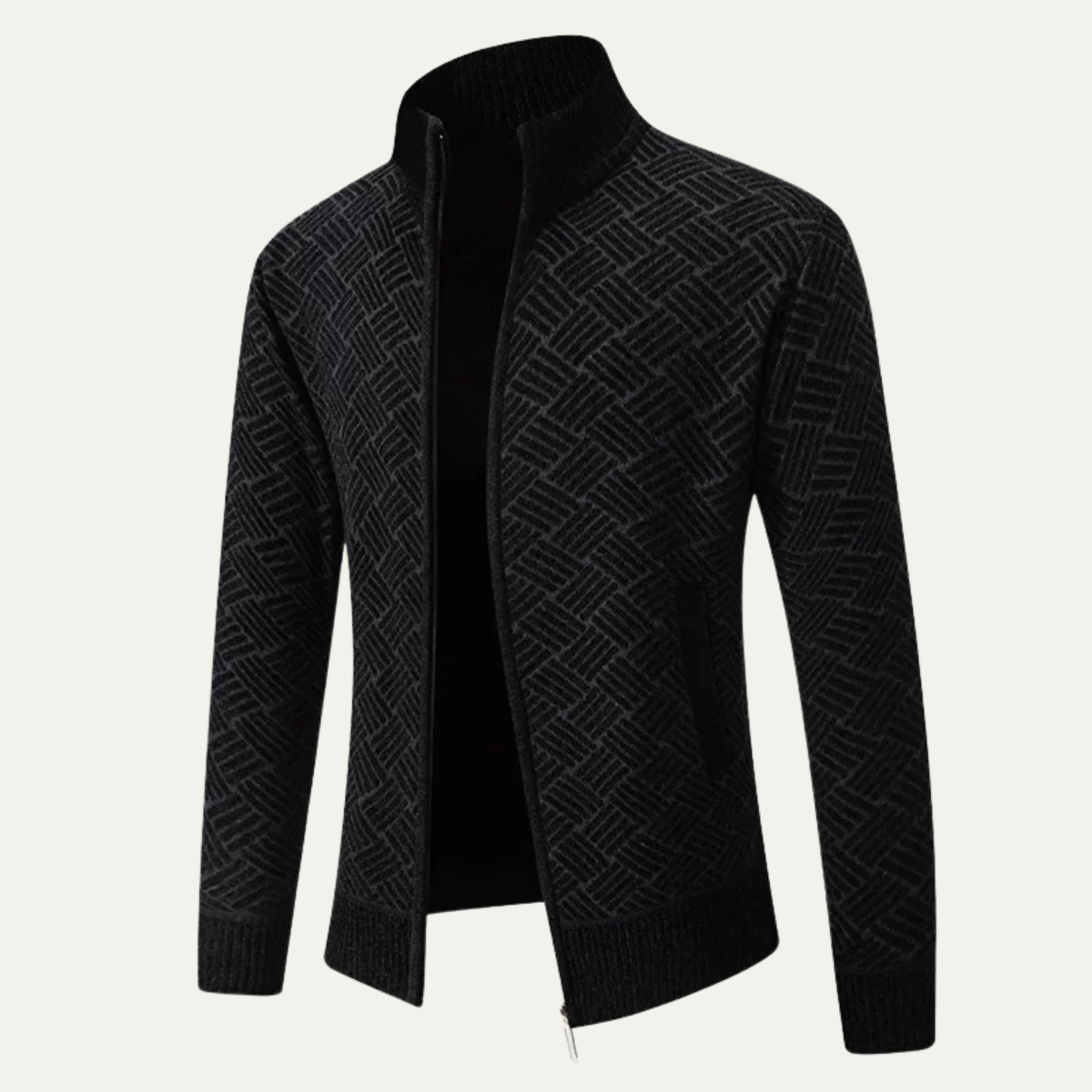 Kael | Men's Cardigan Gray Knitted Full Zip Warm Fleece