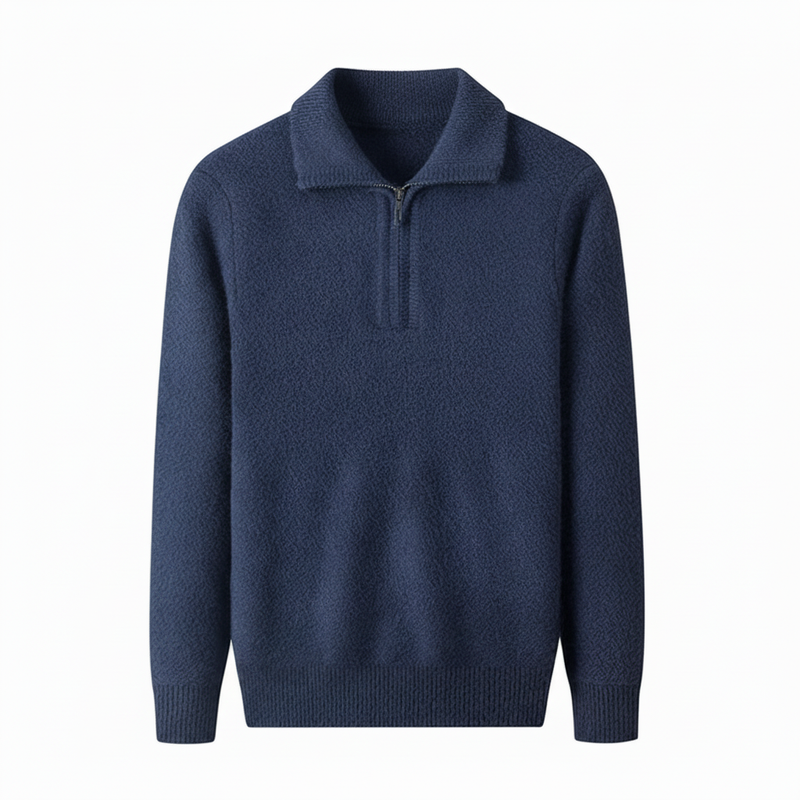 Axel | Men's Quarter Zip Sweater Navy Cotton Blend