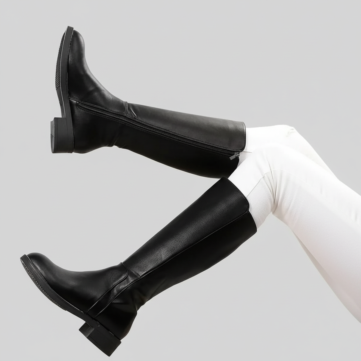 Nola | Women's Black Knee High Boots Chunky Heel