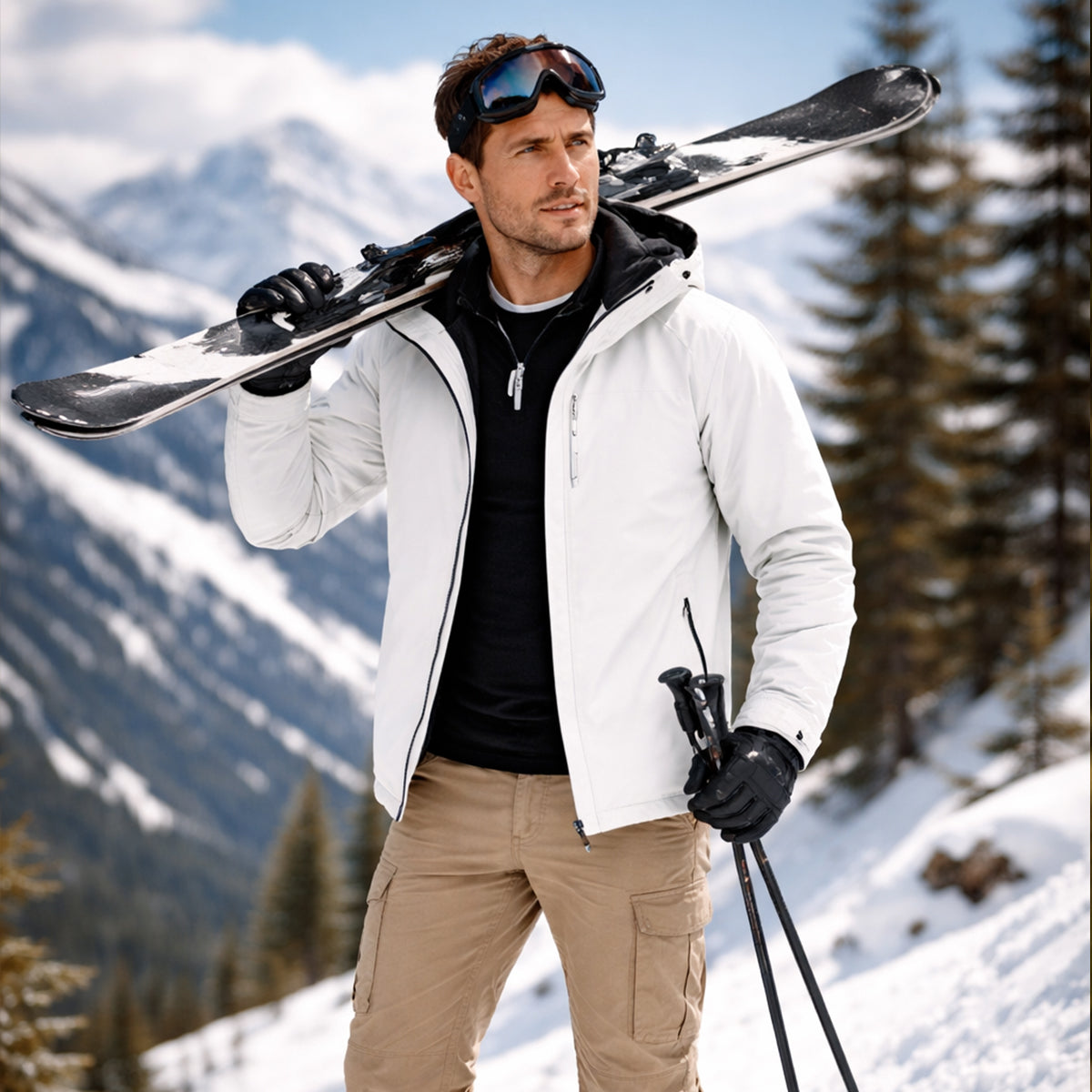 Mia | Men's Waterproof Rain Jacket Black Hooded Windproof