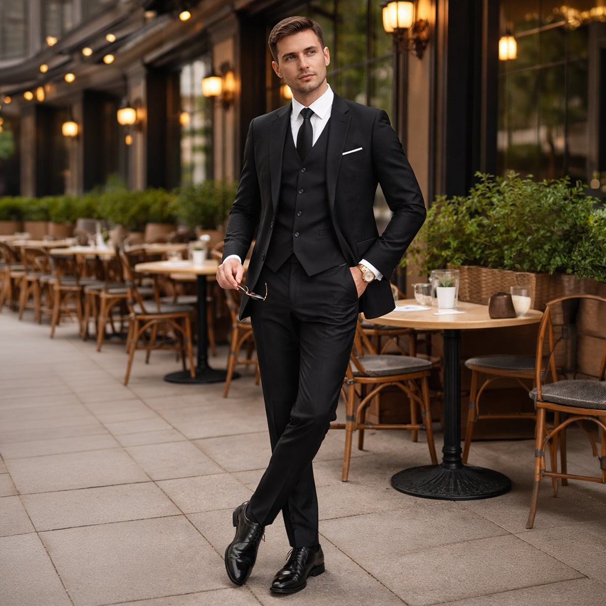Callum | Men's Three Piece Slim Fit Suit Cream Formal Blazer Vest Trousers