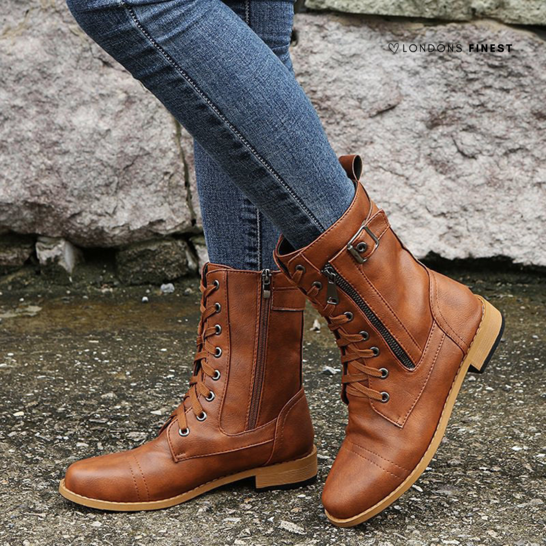 Rue | Women's Lace Up Combat Boots Black Ankle