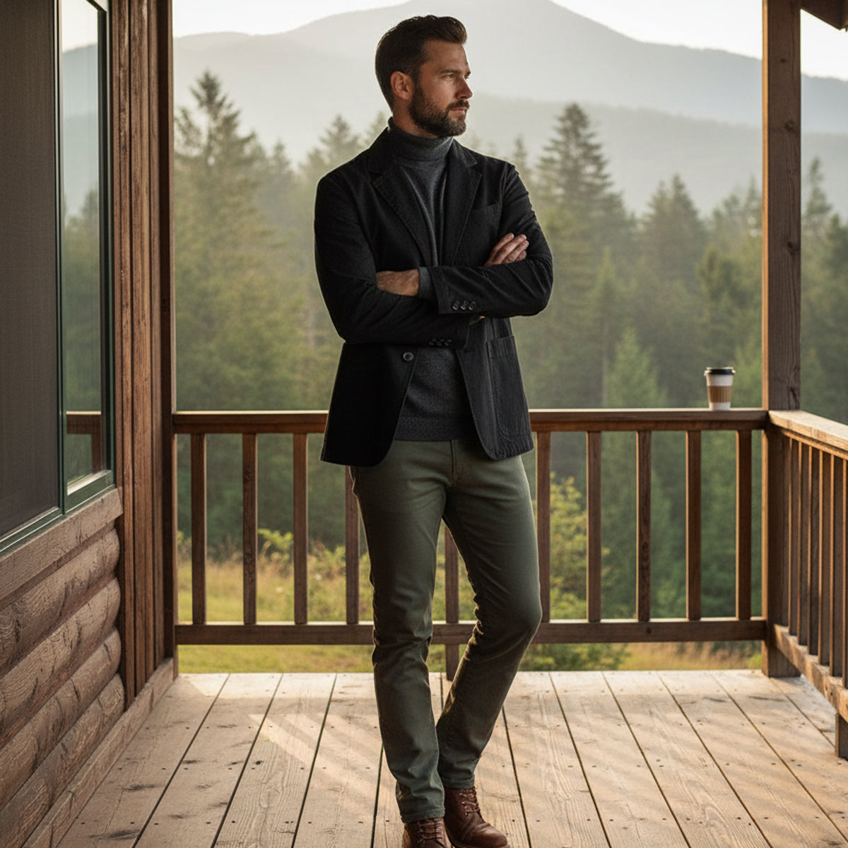 Wade | Men's Casual Khaki Cotton Blazer Windbreaker With Pockets