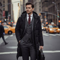 Dama Washington Lars men's puffer coat black hooded winter long - front view