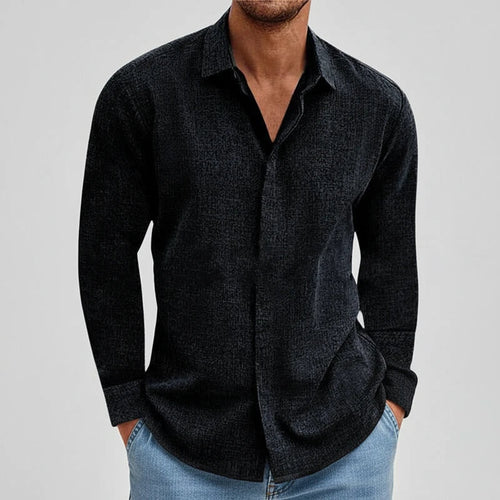 Dama Washington Axel men's linen shirt gray long sleeve casual button up - view 2