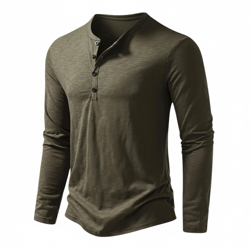 Tate | Men's Long Sleeve Henley Shirt Gray