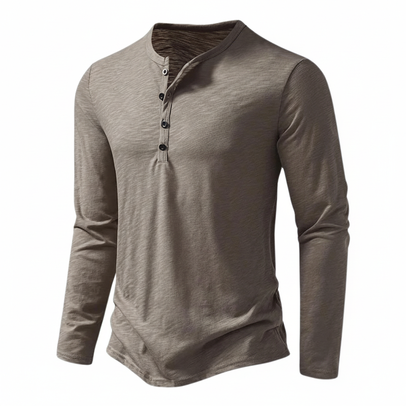 Tate | Men's Long Sleeve Henley Shirt Gray