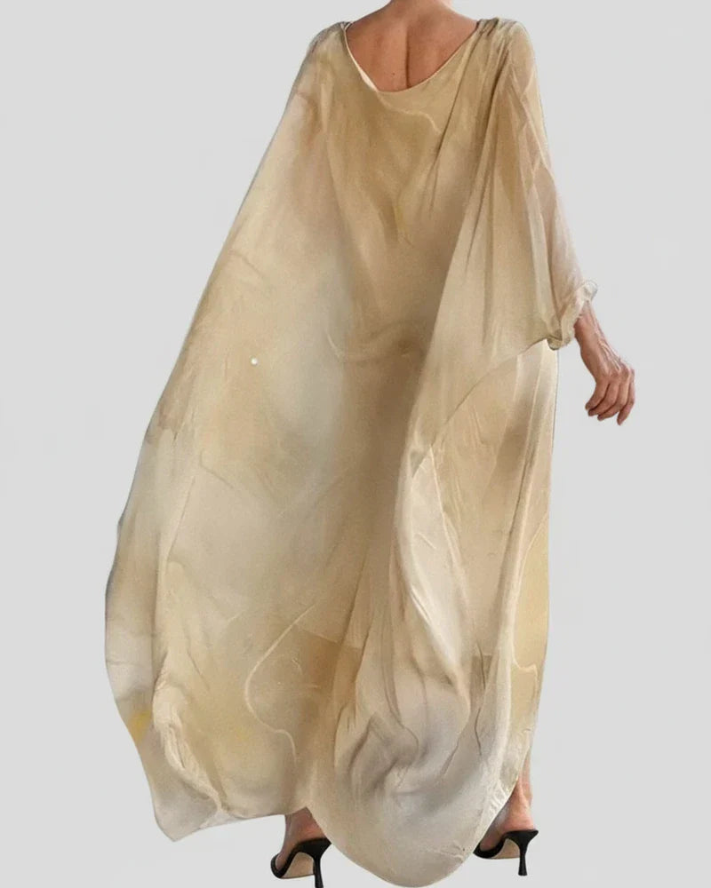 Nina | Women's Chiffon Maxi Dress Light Blue Abstract Print