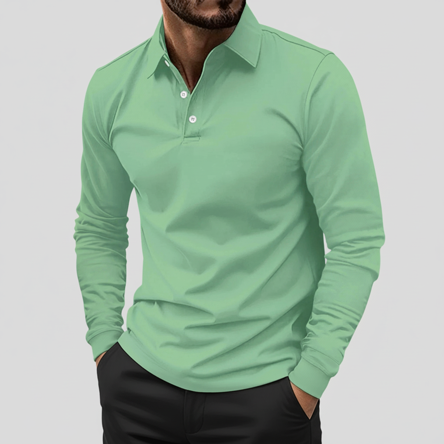 Axel | Men's Long Sleeve Polo Shirt Navy