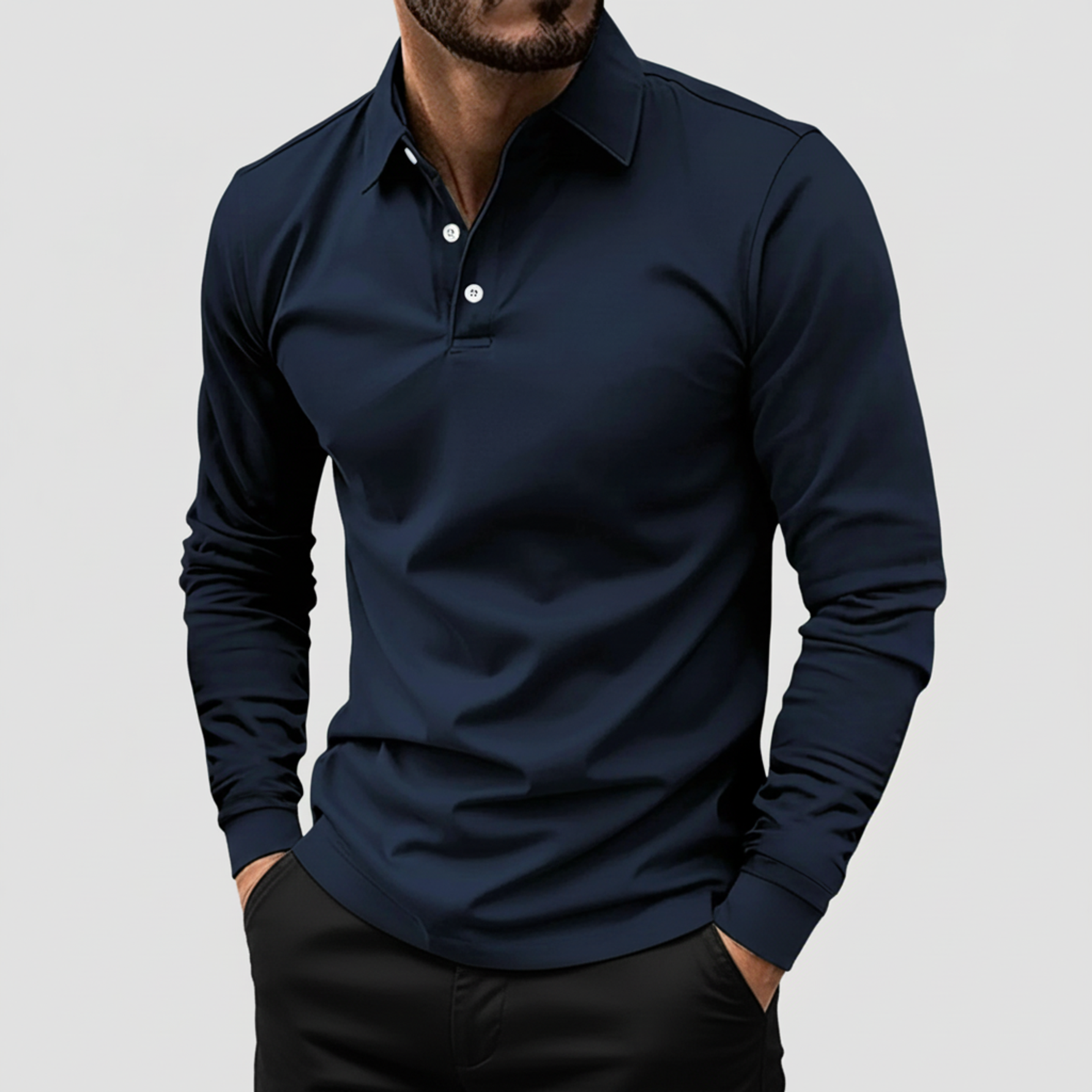 Axel | Men's Long Sleeve Polo Shirt Navy