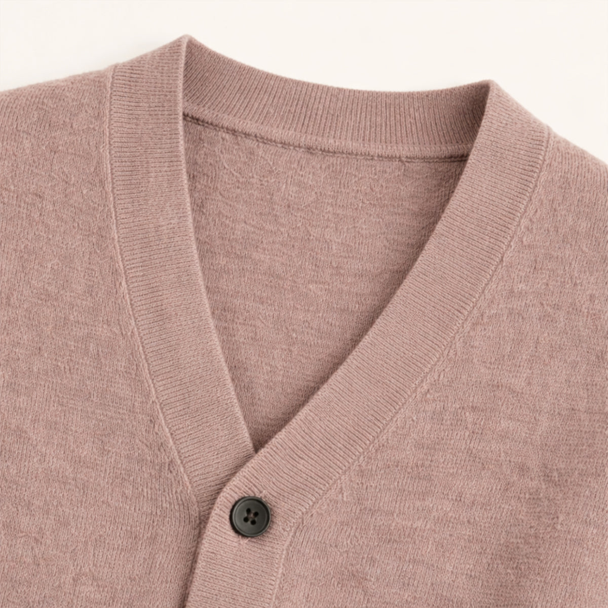 Bram | Men's Cashmere Cardigan Taupe V Neck Button Front