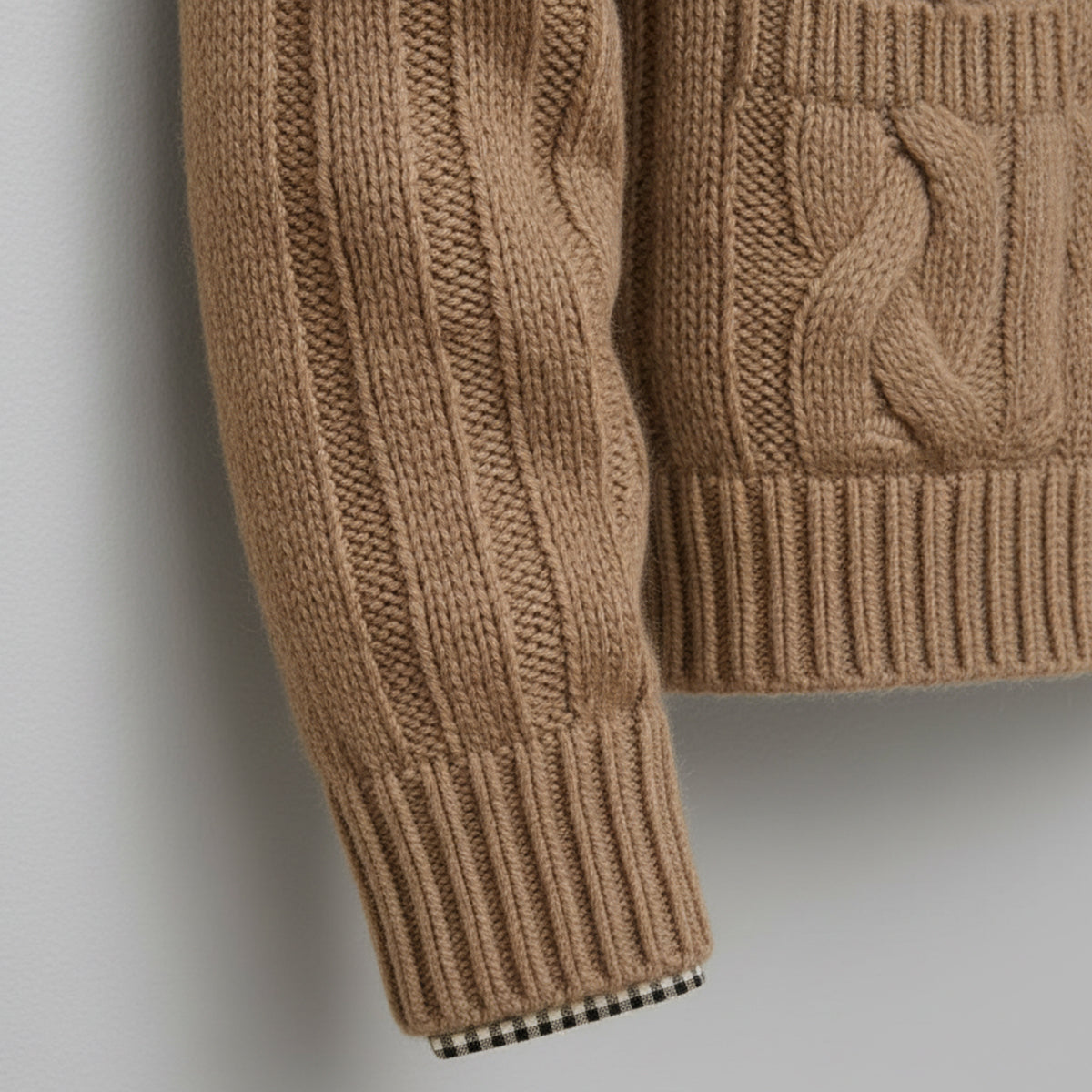 Bram | Men's Cable Knit Cardigan Beige Button Up