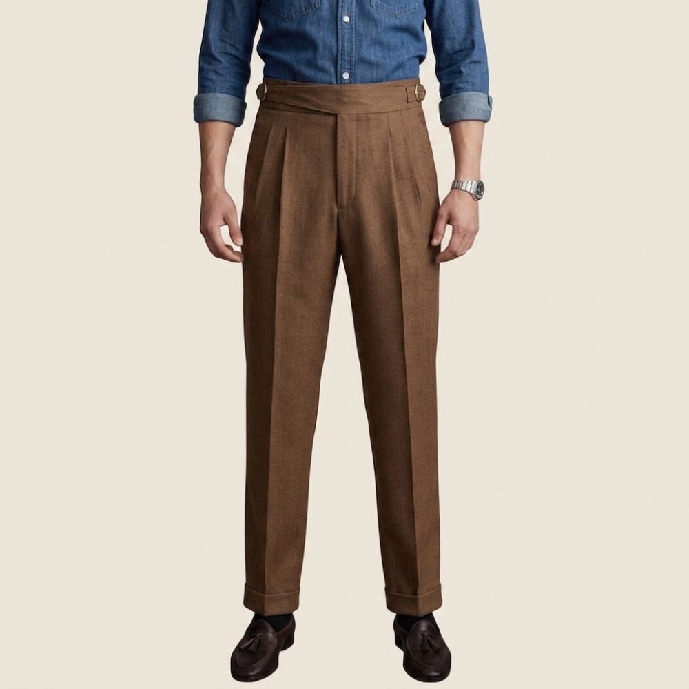 Arlo | Men's Pleated Dress Pants Cream