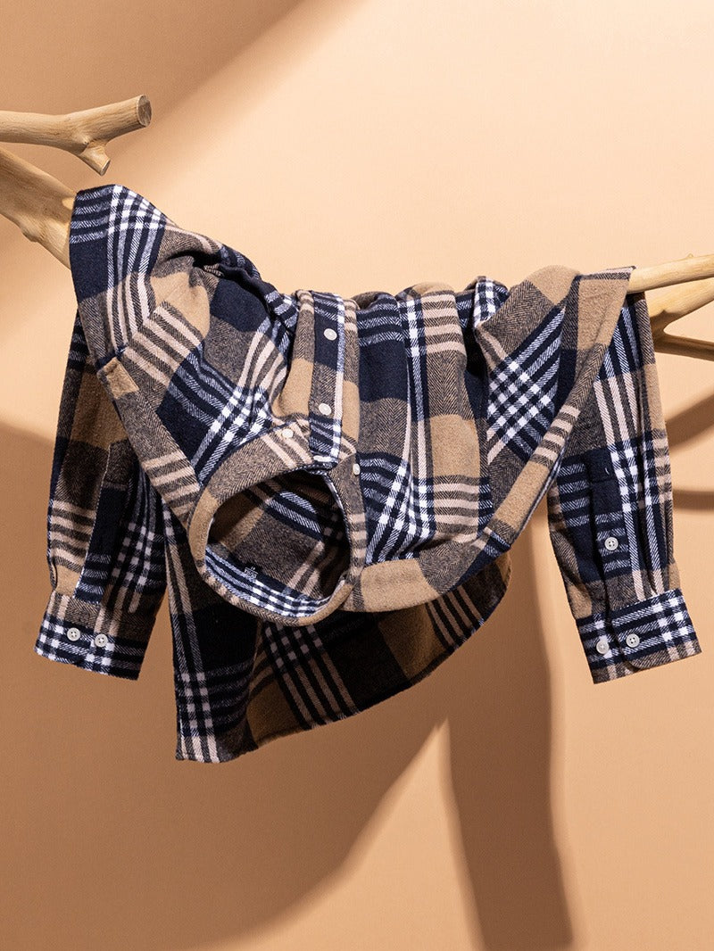 Ash | Men's Plaid Button Up Shirt Navy Cream