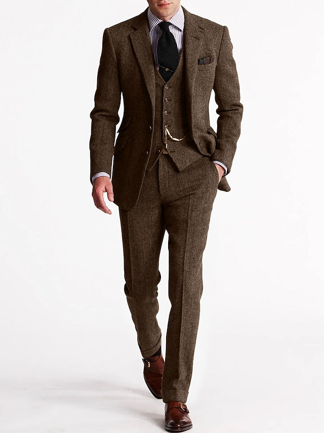 Wyatt | Men's Tweed Suit Brown Three Piece