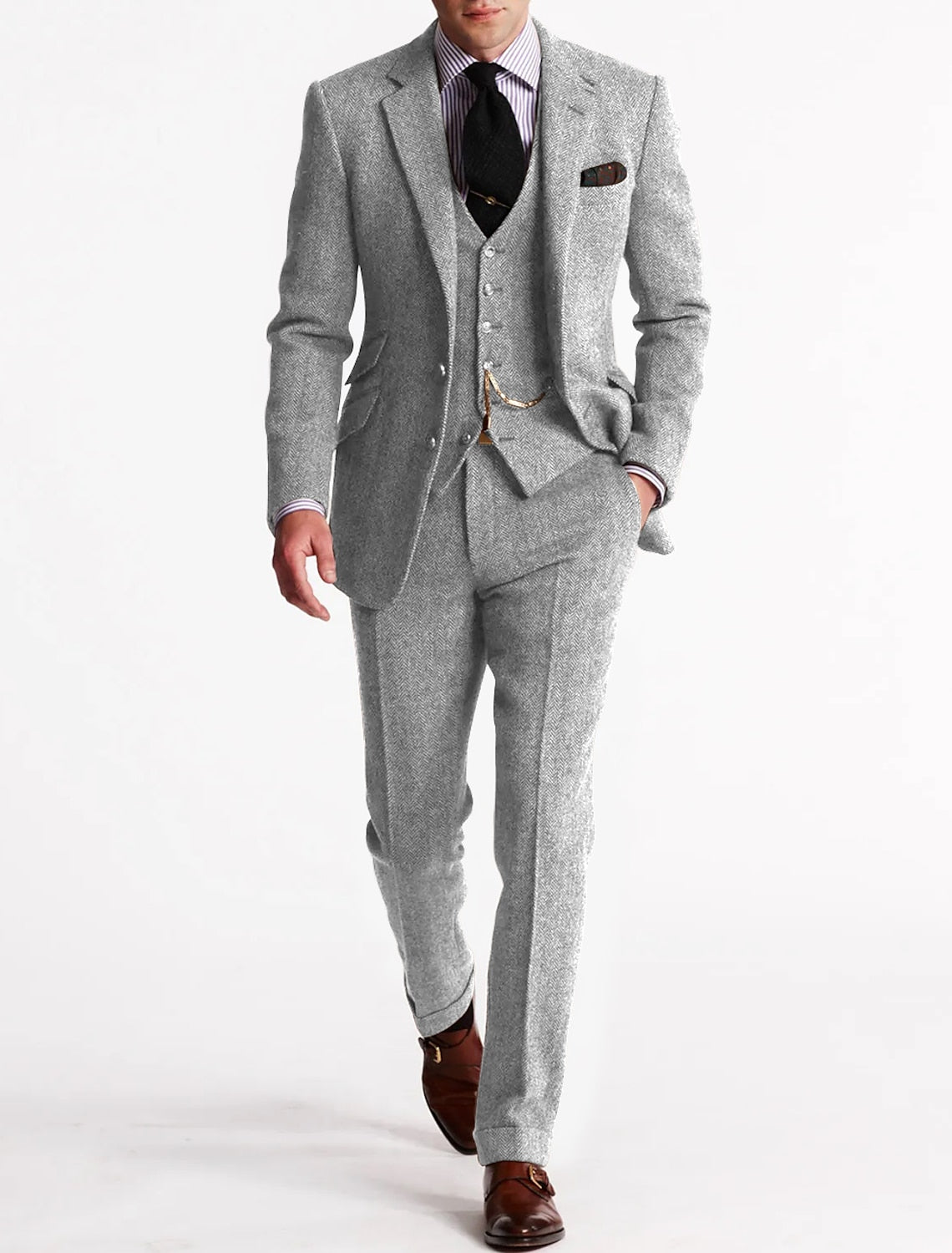 Wyatt | Men's Tweed Suit Brown Three Piece