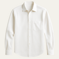 Dama Washington Jude men's dress shirt cream textured long sleeve pocket - front view