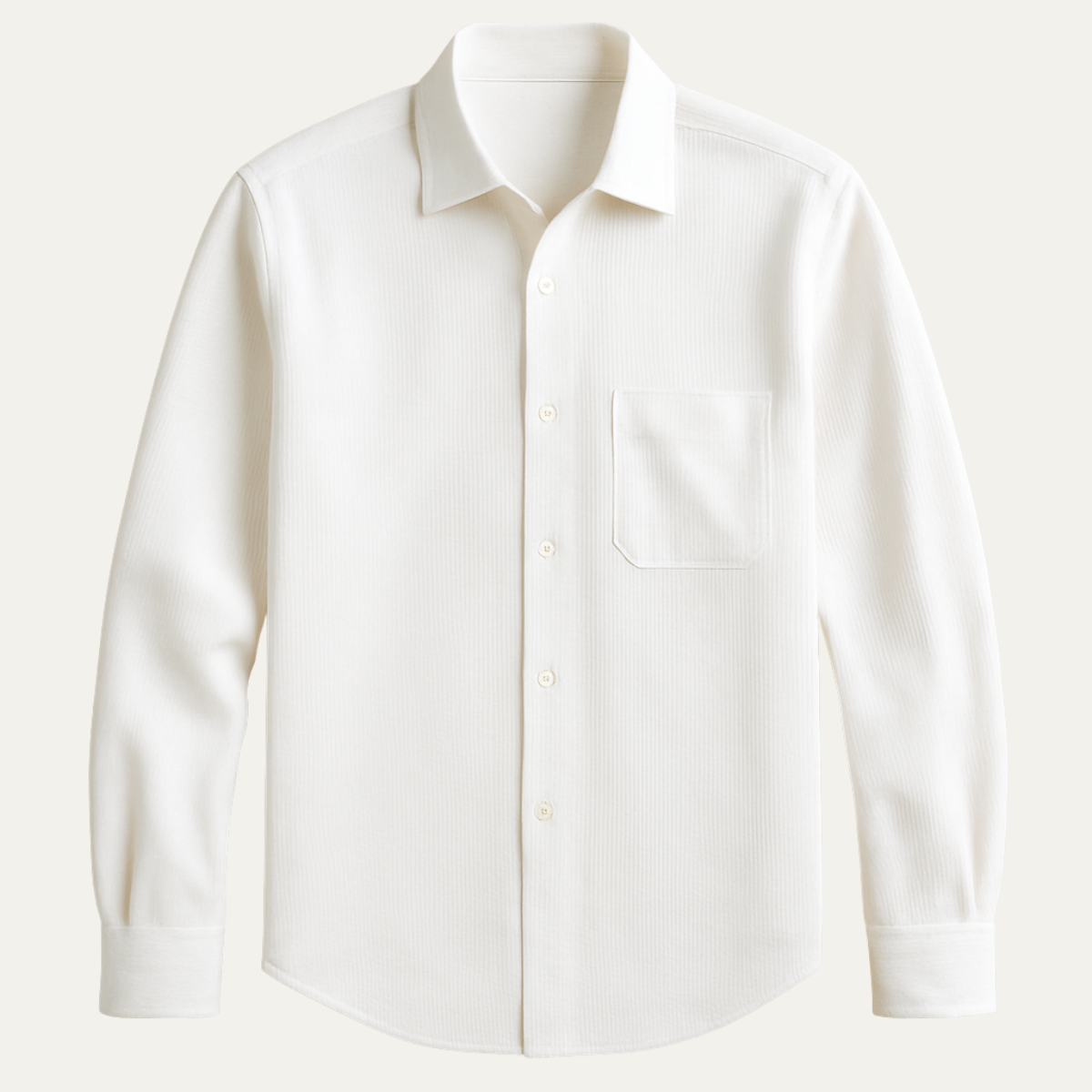 Jude | Men's Dress Shirt Cream Textured Long Sleeve Pocket