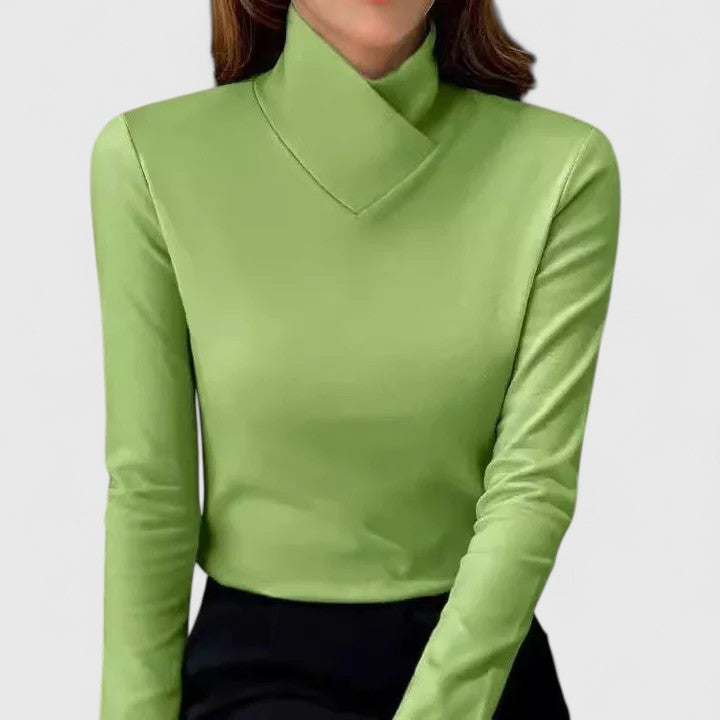 Luisa | Women's Mock Neck Long Sleeve Top Cream