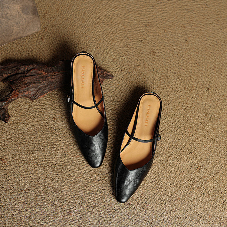 Demi | Women's Leather Mule Cream Ankle Strap