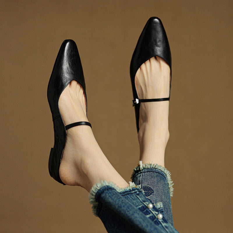 Demi | Women's Leather Mule Cream Ankle Strap