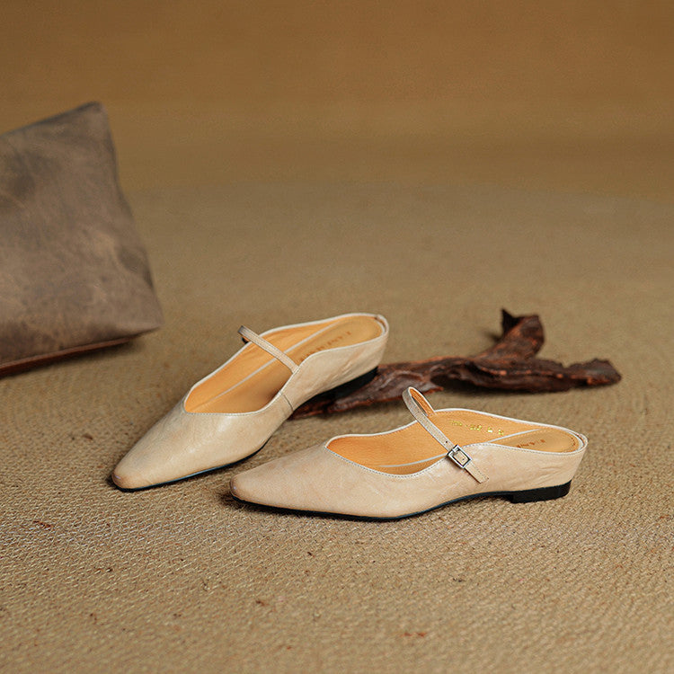 Demi | Women's Leather Mule Cream Ankle Strap
