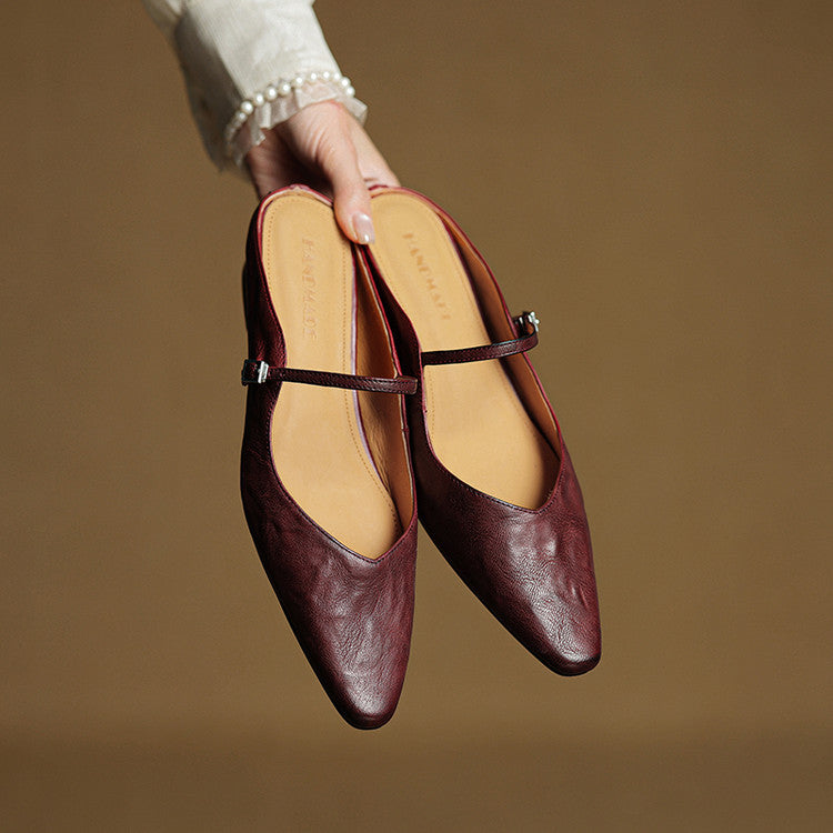 Demi | Women's Leather Mule Cream Ankle Strap