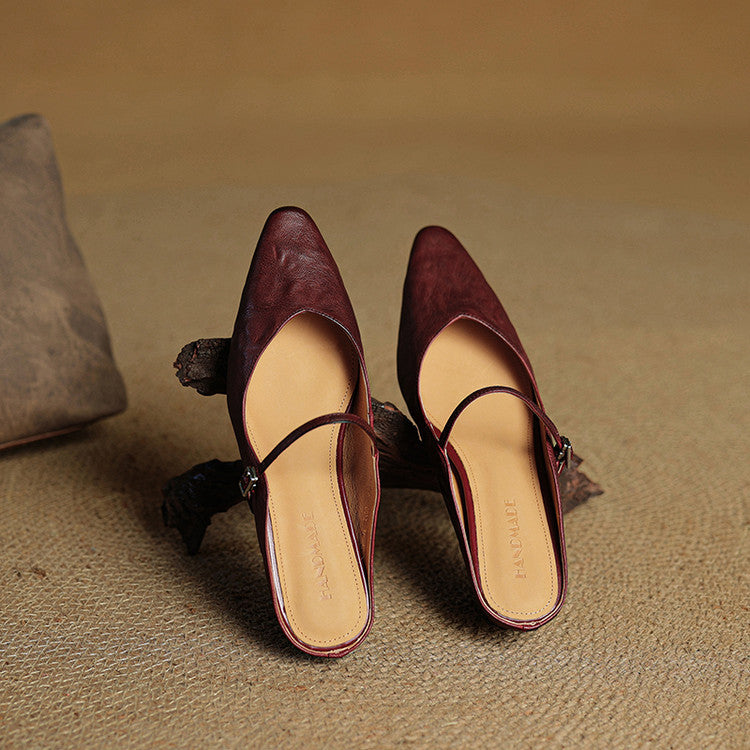 Demi | Women's Leather Mule Cream Ankle Strap