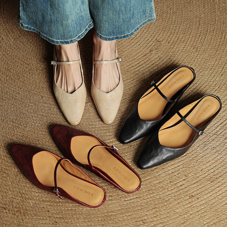 Demi | Women's Leather Mule Cream Ankle Strap