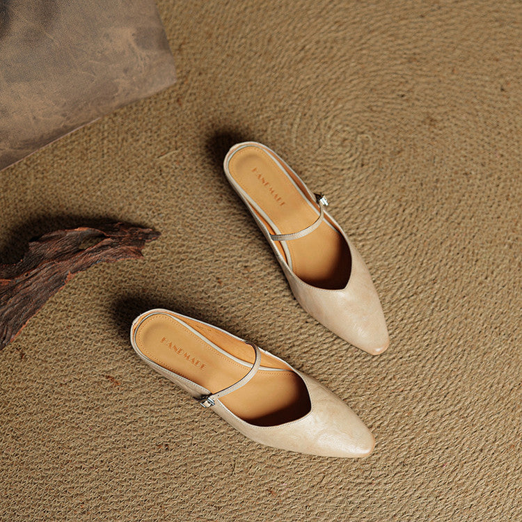 Demi | Women's Leather Mule Cream Ankle Strap