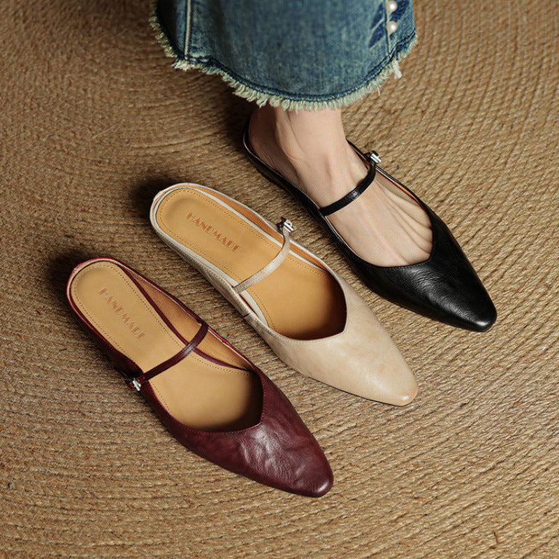 Demi | Women's Leather Mule Cream Ankle Strap