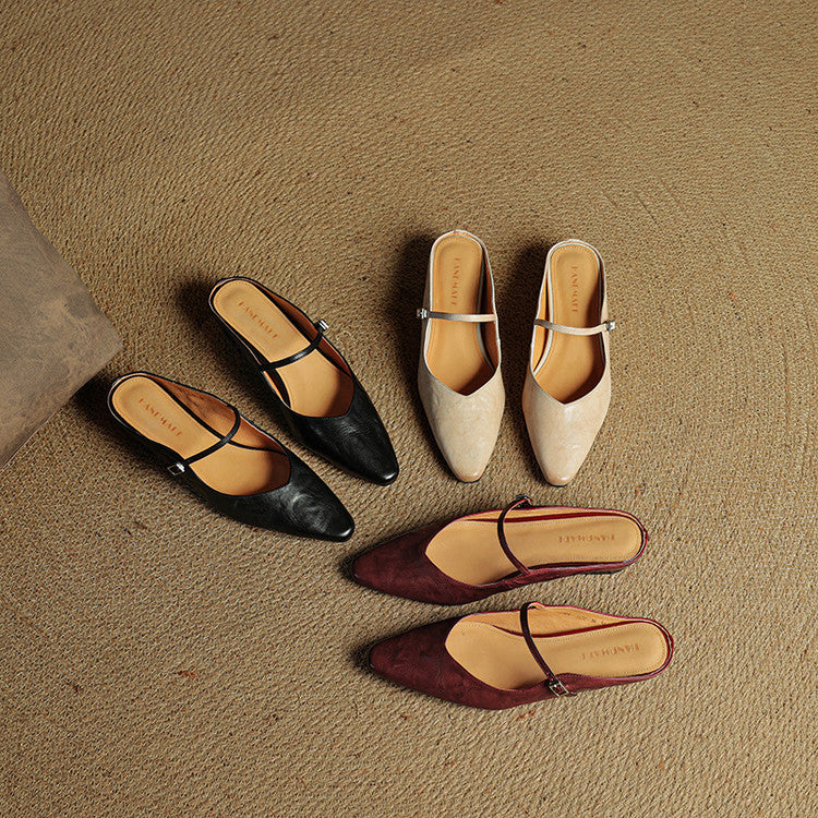 Demi | Women's Leather Mule Cream Ankle Strap