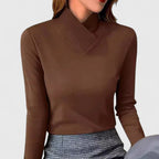 Dama Washington Luisa women's mock neck long sleeve top cream - view 3