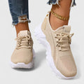 Dama Washington Opal women's knit walking shoes cream white sole - front view