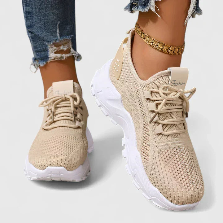 Opal | Women's Knit Walking Shoes Cream White Sole