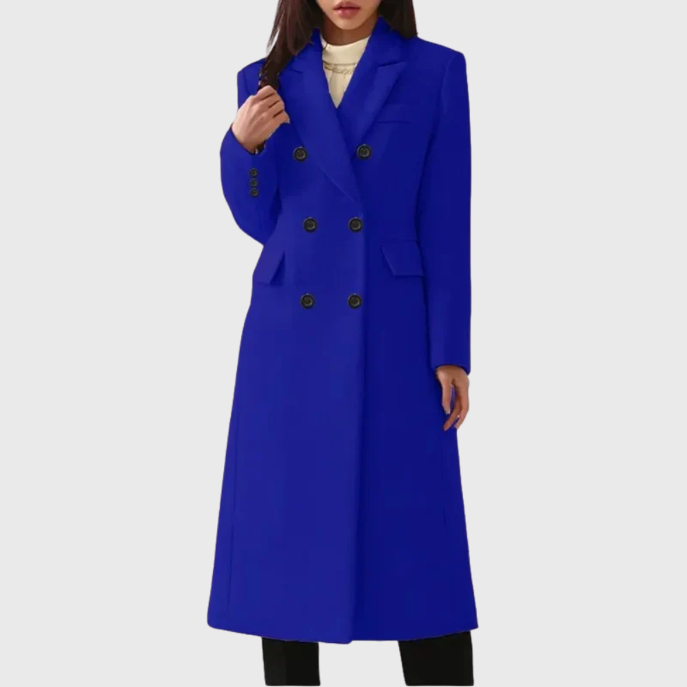 Ines | Women's Double Breasted Wool Coat Camel Long