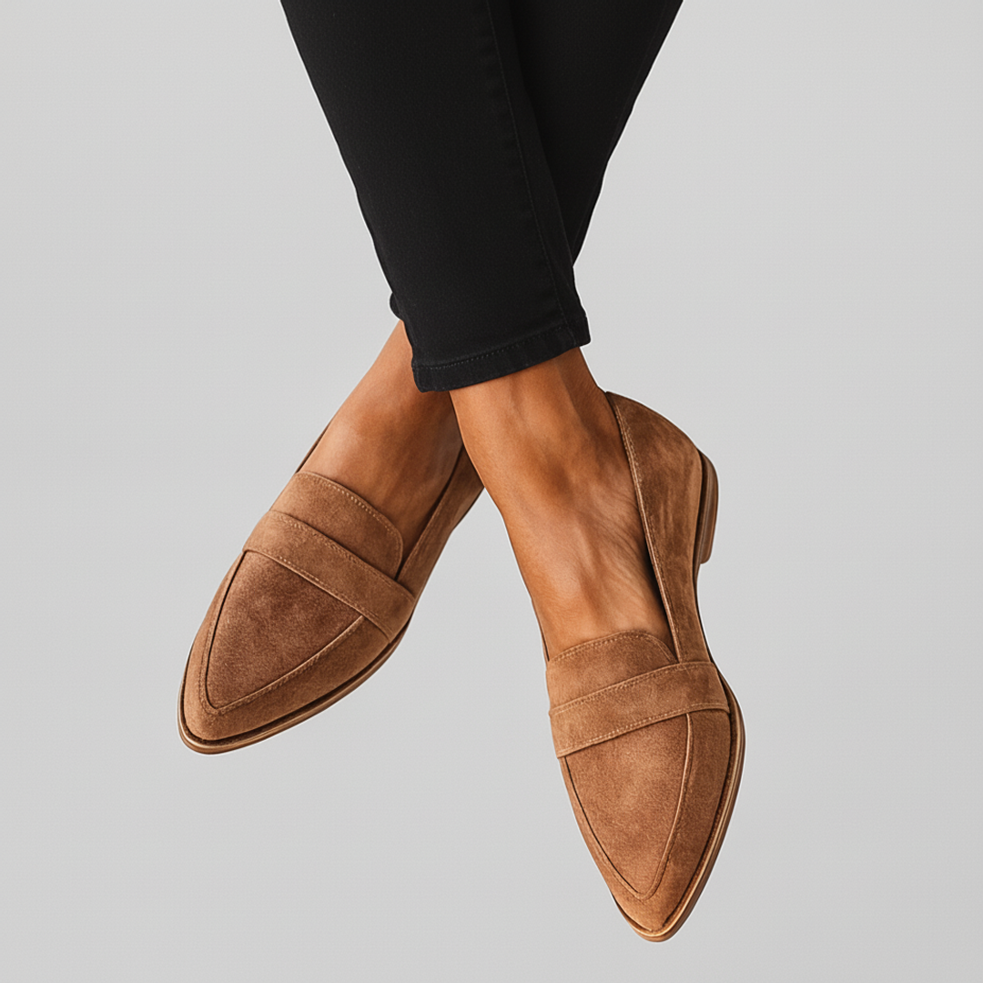Lola | Women's Pointed Toe Loafer Slip On Black Suede