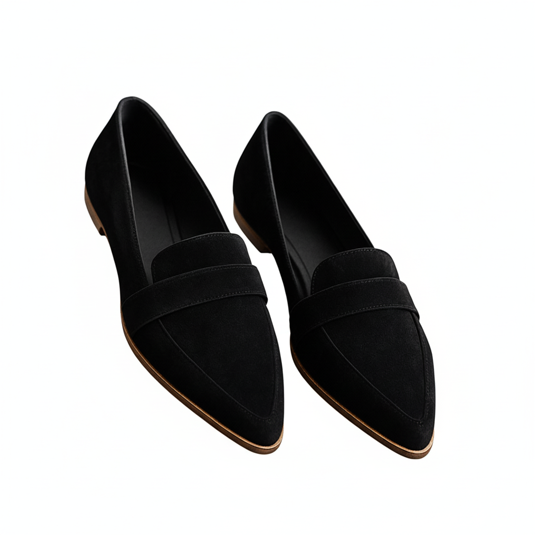 Lola | Women's Pointed Toe Loafer Slip On Black Suede