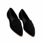 Dama Washington Lola women's pointed toe loafer slip on black suede - front view