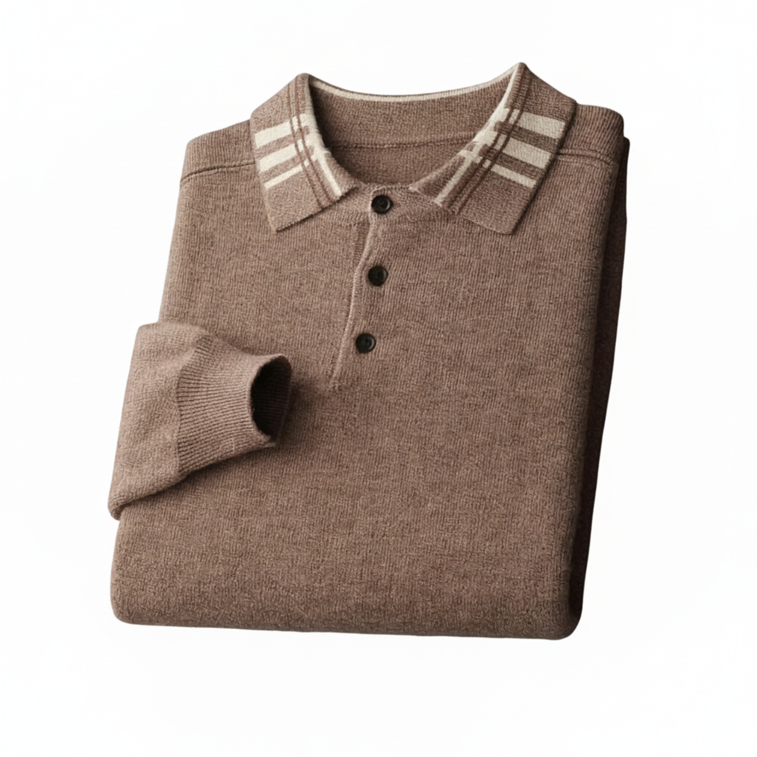 Axel | Men's Polo Collar Sweater Gray Stripe Trim